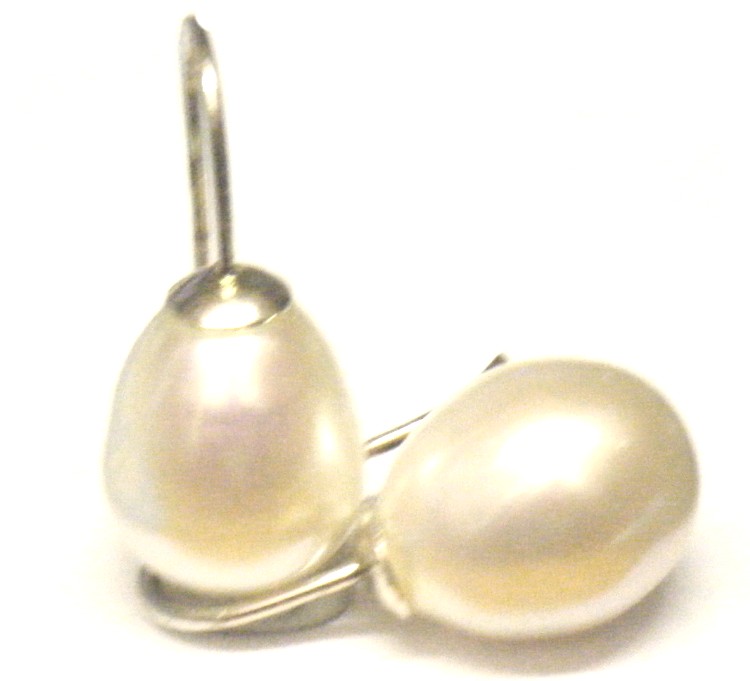 White AAA 11mm Drop Pearls on Silver